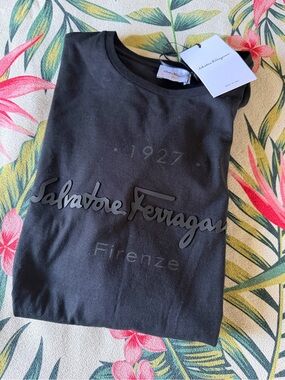 Salvatore Ferragamo Black Logo Short Sleeve Tee